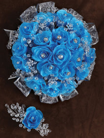 Ramos Quinceañeras Mis Xv Primaveras Rosal Combinado Acrílico/Satinado Turquesa 600077