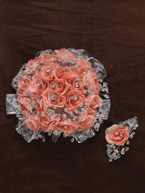 Ramos Quinceañeras Mis Xv Primaveras Rosal Combinado Acrílico/Satinado Durazno 600080