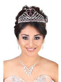 Coronas De Quinceanera Misxvprimameras C.030 Acrílico Plata/Fiusha 600174