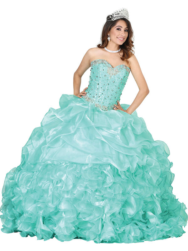 Vestido de Mujer El General M-02 en 100% Poliéster Color Aqua/Plata 600321
