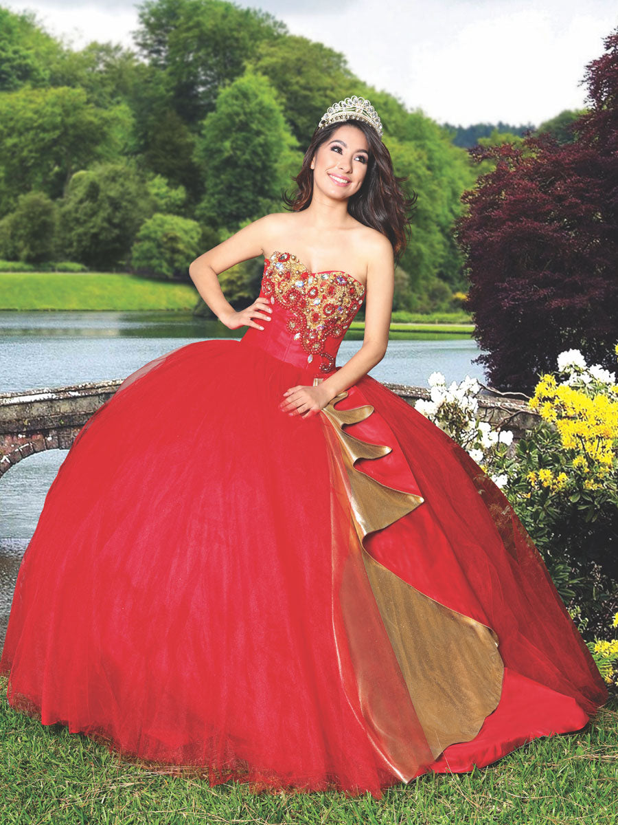 Vestido de Mujer El General B-04 en 100% Poliéster Color Rojo/Oro 600323