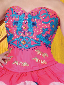 Vestido De Quinceañera Joanini Ch-011 100% Polyester Rosa Neon/Azul Rey 600327