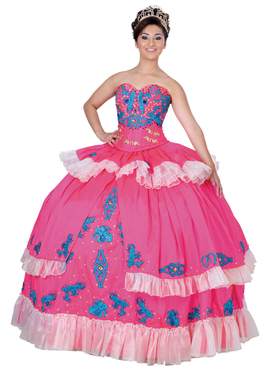 Vestido de Mujer El General CH-011 en 100% Poliéster Color Rosa/Azul Rey 600327