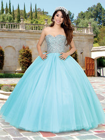 Vestido De Quinceañera Joanini M-R3 100% Poliester Aqua/Plata 600329