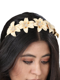 Juego De Velas Diadema Mis Xv Primaveras Ab Flores Plastico Marfil 601018