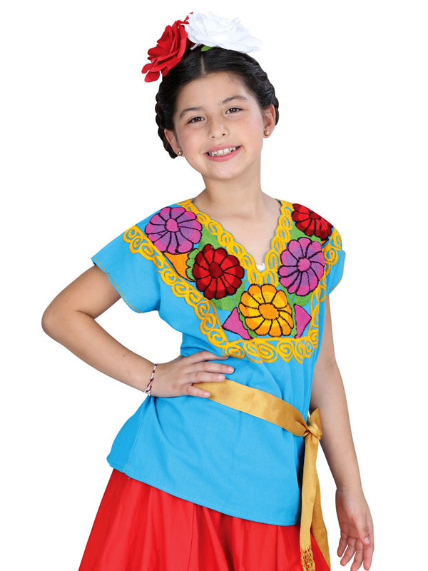 Blusa de Mujer México Artesanal en 100% Algodón Color Azul 601279