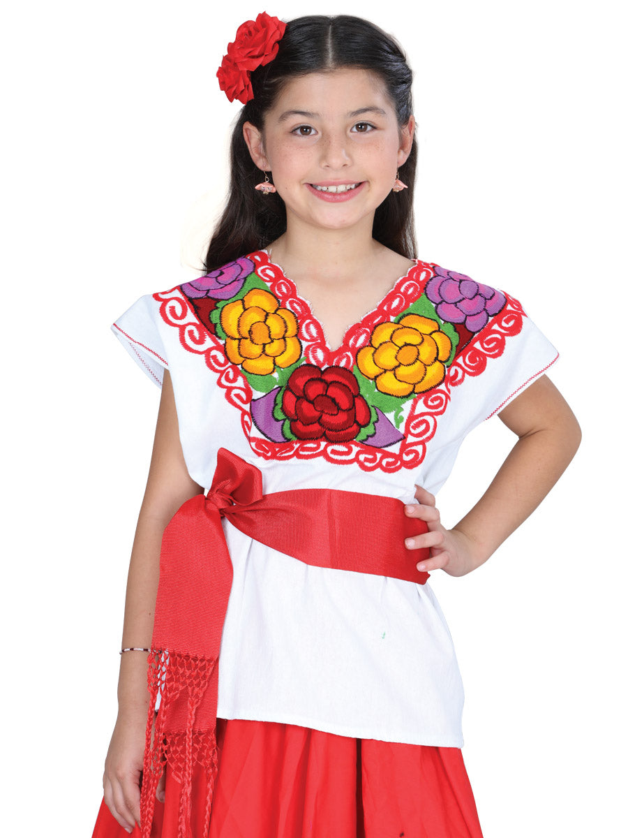 Blusa Bordada/O Mis Xv Primaveras Zinacantan 100% Algodon Blanca 601280