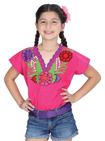 Blusa Bordada/O Mis Xv Primaveras Zinacantan 100% Algodon Rosa 601281