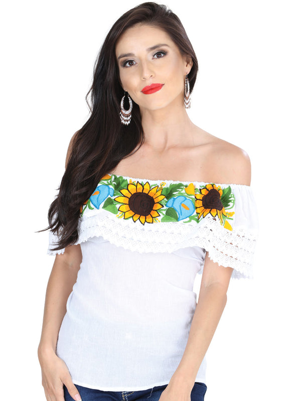 Blusa Mexico Artesanal Campesina-Olan 50% Algodón, %50 Poliéster Blanca 601286