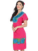 Vestido Zinacantan Mexico Artesanal Campesina 100% Algodon Rosa 601292