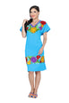 Vestido Zinacantan Mexico Artesanal Campesina 100% Algodon Azul 601293