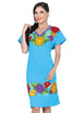 Vestido Zinacantan Mexico Artesanal Campesina 100% Algodon Azul 601293