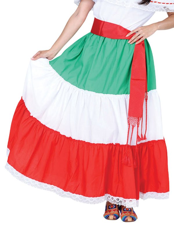 Falda Mexico Artesanal Tricolor-Olan 100% Algodon Tricolor 601304