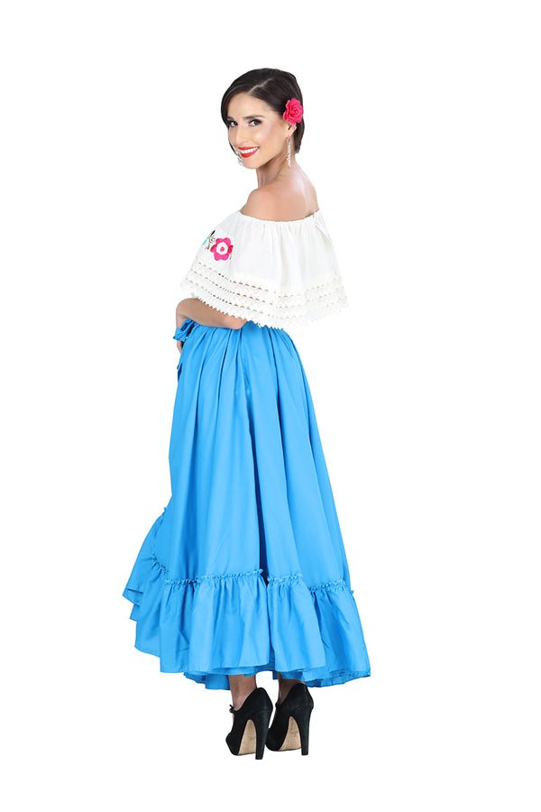 Falda Doble Vuelo Mis Xv Primaveras Fda-Dbl-Vlo 100% Algodon Azul 601315
