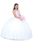 Vestido De Quinceañera Mis Xv Primaveras 1176 Tela Blanco/Fiusha 601342