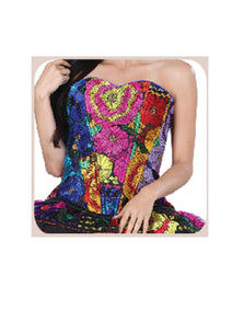 Blusa Corset Mis Xv Primaveras Cort-Chia-D 100% Poliéster Satinado Negro/Multicolor 601373