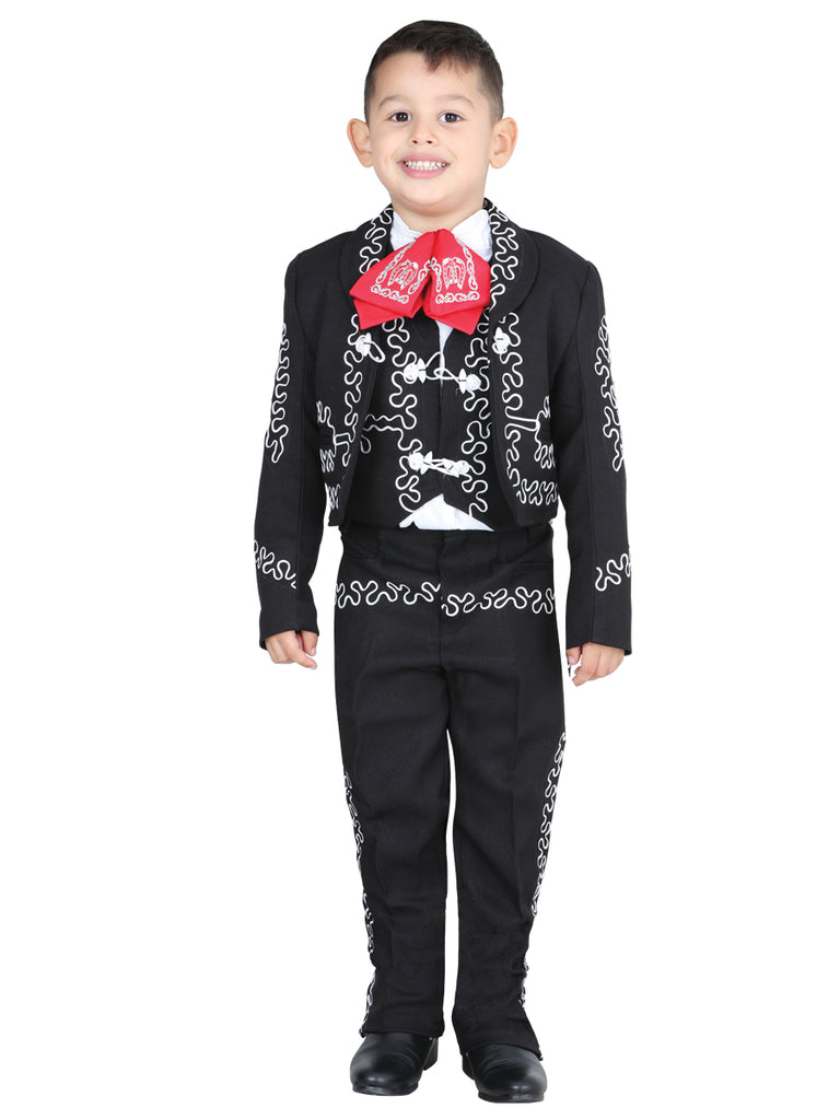 Traje Charro de Niño Mis XV Primaveras Cintilla-n Charro en 100% Poliéster SATIN Color Negro/Blanco 601378