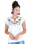 Blusa Mexico Artesanal Bls-Flr-Pntd 100% Algodon Blanca 601417