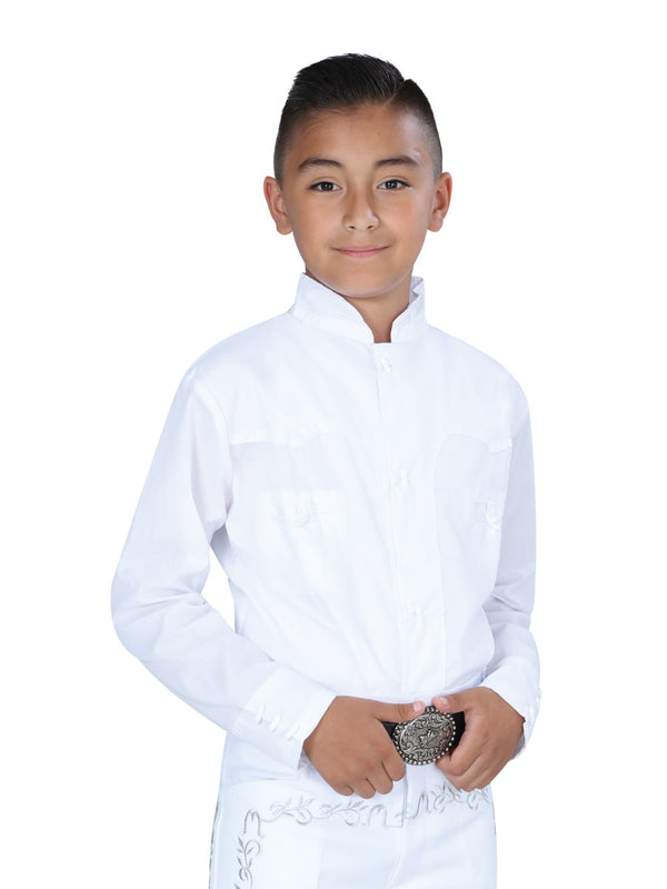 Camisa Casual de Niño Mis XV Primaveras Cam-slda-n Charro en 100% Poliéster Color Blanco 601464