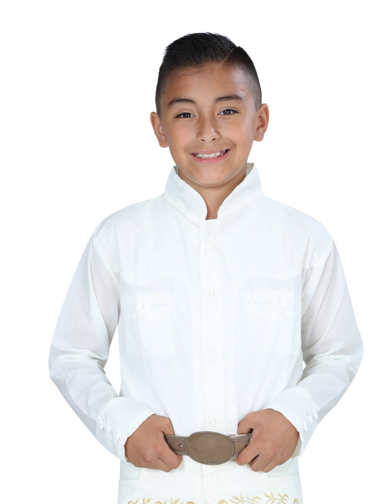 Camisa Casual de Niño Mis XV Primaveras Cam-slda-n Charro en 100% Poliéster Color Hueso 601465
