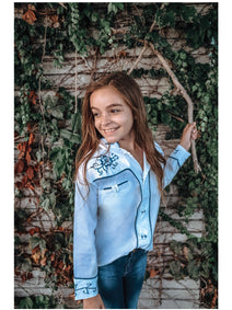 Camisa Charro Mis Xv Primaveras Cam-Flr-N 100% Polyester Blanco/Azul 601467