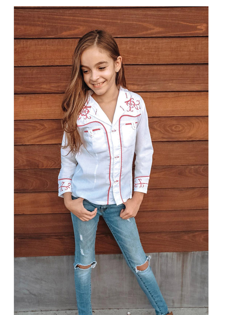 Camisa Casual de Niño Mis XV Primaveras Cam-flr-n Charro en 100% Poliéster Color Blanco/Rosa 601468