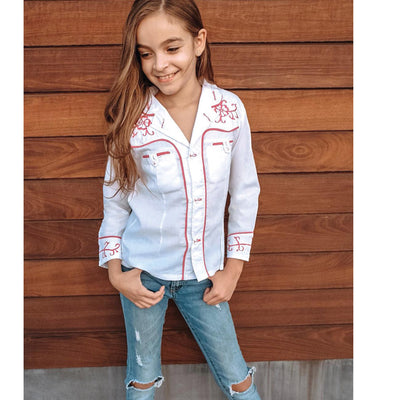 Camisa Casual de Niño Mis XV Primaveras Cam-flr-n Charro en 100% Poliéster Color Blanco/Rosa 601468
