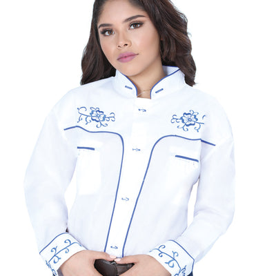 Camisa Casual de Niño Mis XV Primaveras Cam-flr-h Charro en 100% Poliéster Color Blanco/Azul 601471