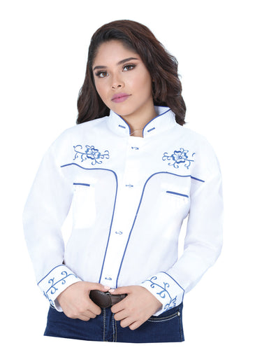 Camisa Casual de Niño Mis XV Primaveras Cam-flr-h Charro en 100% Poliéster Color Blanco/Azul 601471