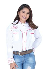 Camisa Charro Mis Xv Primaveras Cam-Flr-H 100% Polyester Blanco/Rosa 601472