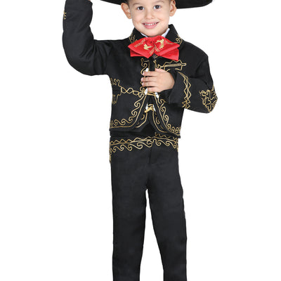 Traje Charro de Niño Mis XV Primaveras Trj-ctll-n Charro en 100% Poliéster Color Negro/Oro 601483