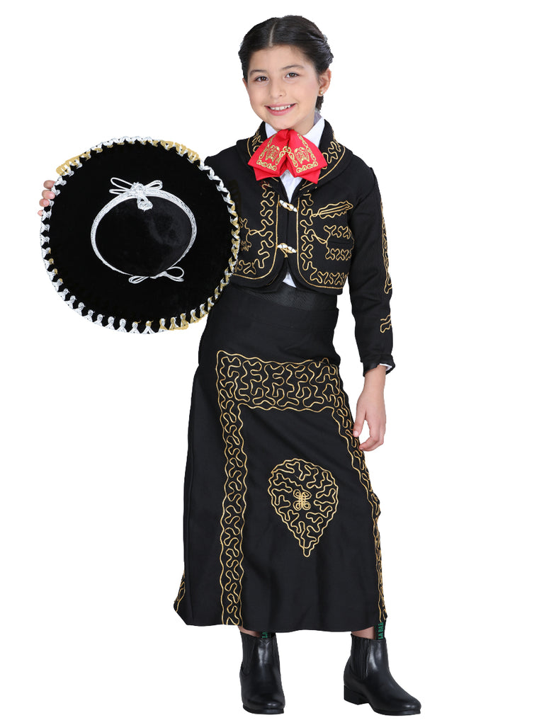 Vestido de Niña Mis XV Primaveras Trj-ctll-n Charro en 100% Poliéster Color Negro/Oro 601486