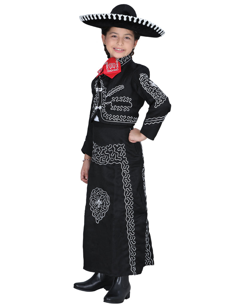 Vestido de Niña Mis XV Primaveras Trj-ctll-n Charro en 100% Poliéster Color Negro/Blanco 601489
