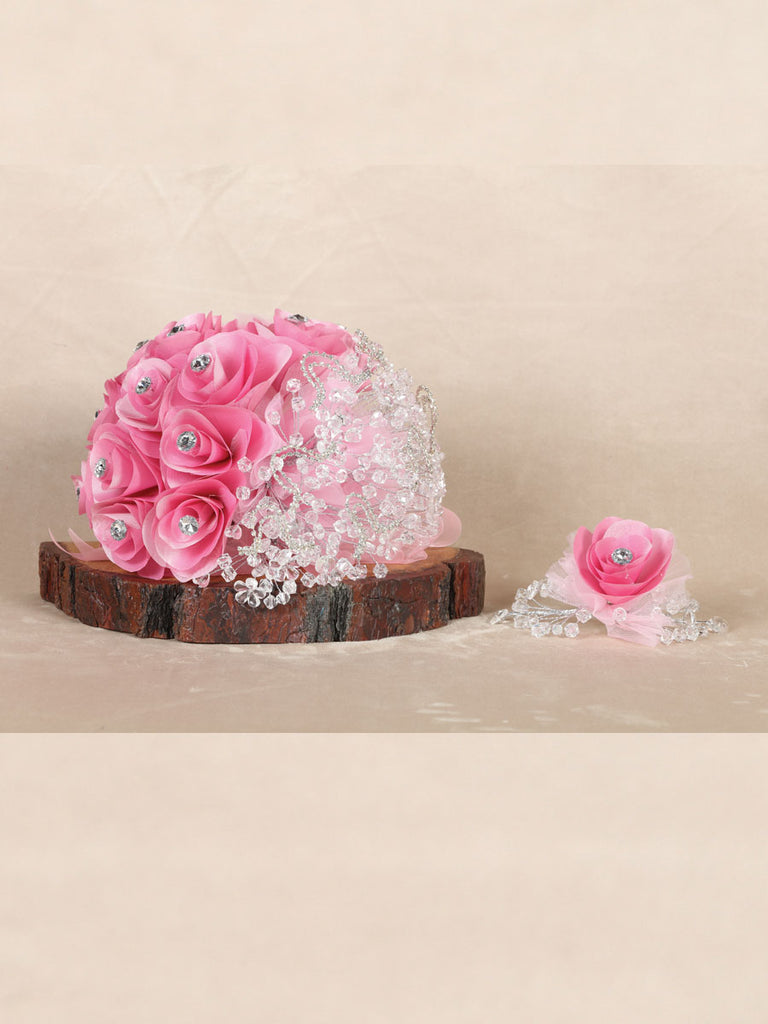 Ramo para XV Años Mis XV Primaveras Cha-ram-xv en Satinado Color Rosa/Plata 601569