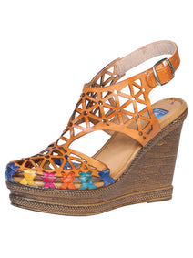 Huarache Plataforma Mexico Artesanal Rojo Piel Vacuno Tang 601933