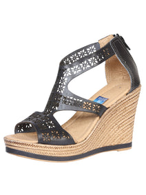 Huarache Plataforma México Artesanal Marcos Piel Negro 601941