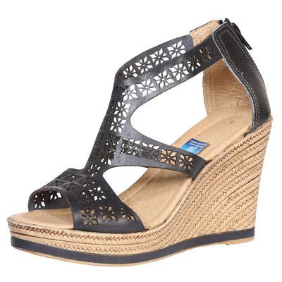 Huarache Mocasín de Mujer México Artesanal en Piel Color Negro 601941
