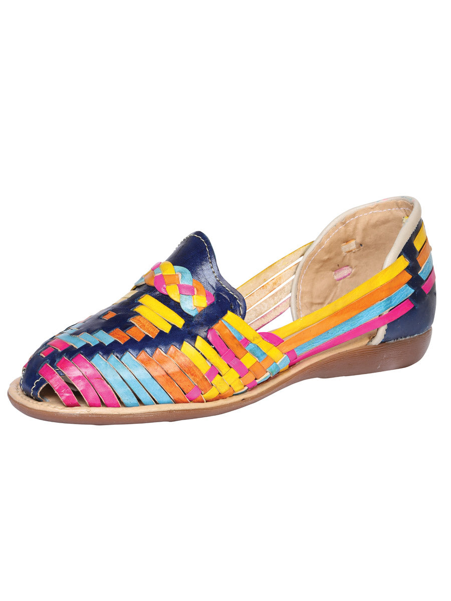 Huarache Mocasín de Mujer México Artesanal en Piel Color Azul 601948