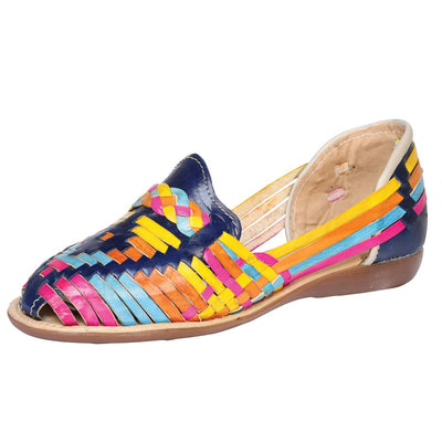 Huarache Mocasín de Mujer México Artesanal en Piel Color Azul 601948