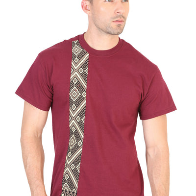 Playera de Hombre México Artesanal en 50% Algodón 50% Poliéster Color Vino 601991