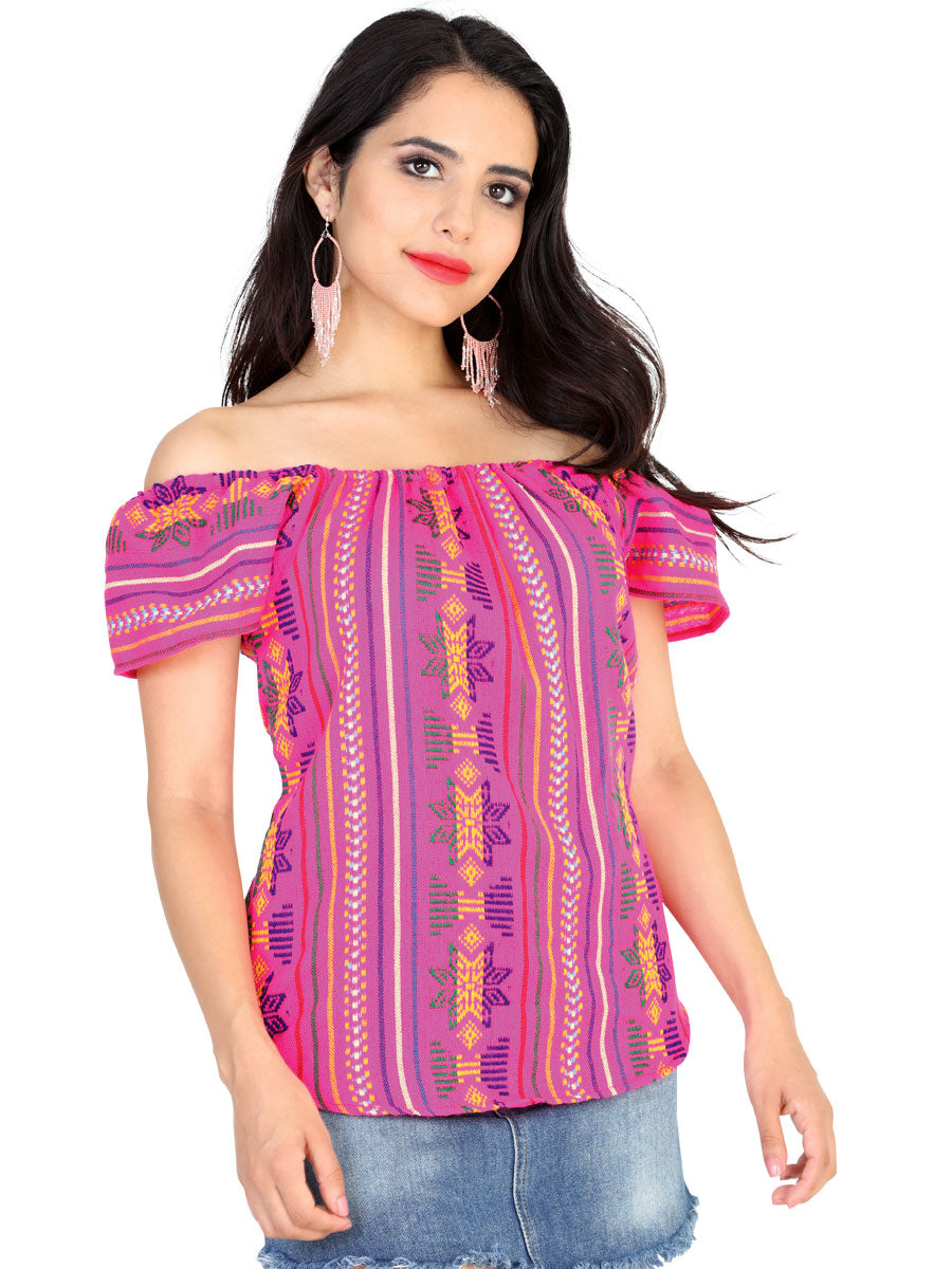 Camisa Casual de Mujer México Artesanal Bordada Artesanal en 50% Algodón 50% Poliéster 602102