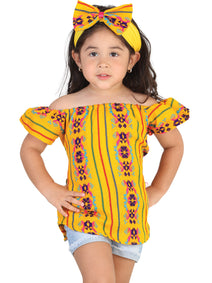Blusa Mexico Artesanal Campesina Niña - 77 100% Algodon Amarillo 602105
