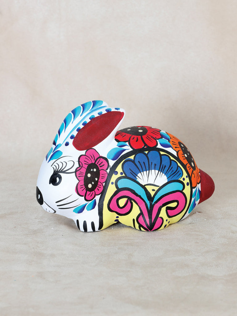 Accesorio Alcancia México Artesanal Conejo Ceramica Multicolor en Cerámica Color Multicolor 602114