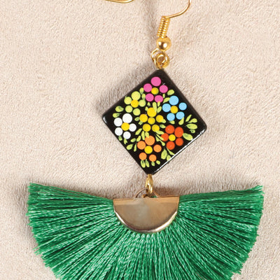 Joyeria Artesanal Aretes Mexico Artesanal Cuadrito Varios Verde 602184