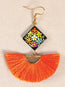 Joyeria Artesanal Aretes Mexico Artesanal Cuadrito Varios Naranja 602185