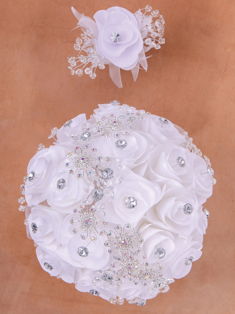 Ramo para XV Años Mis XV Primaveras en Acrílico Satinado Color Blanco/Plata 602335