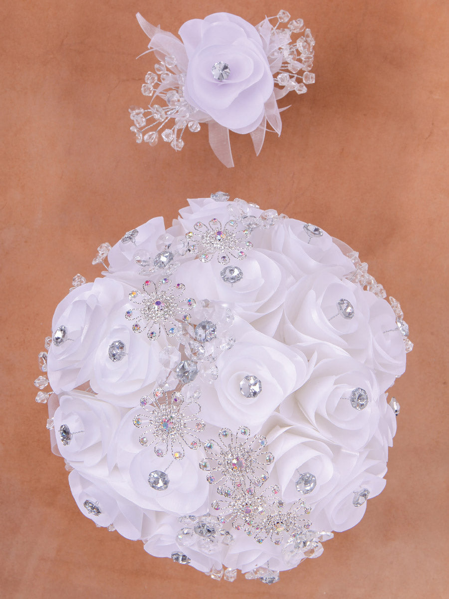 Ramo para XV Años Mis XV Primaveras en Acrílico Satinado Color Blanco/Plata 602335