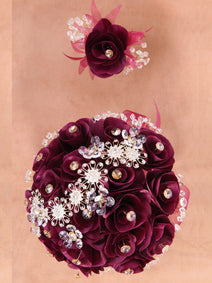 Juego De Velas Ramo Mis Xv Primaveras 240725 Acrílico/Satinado Vino/Oro 602340