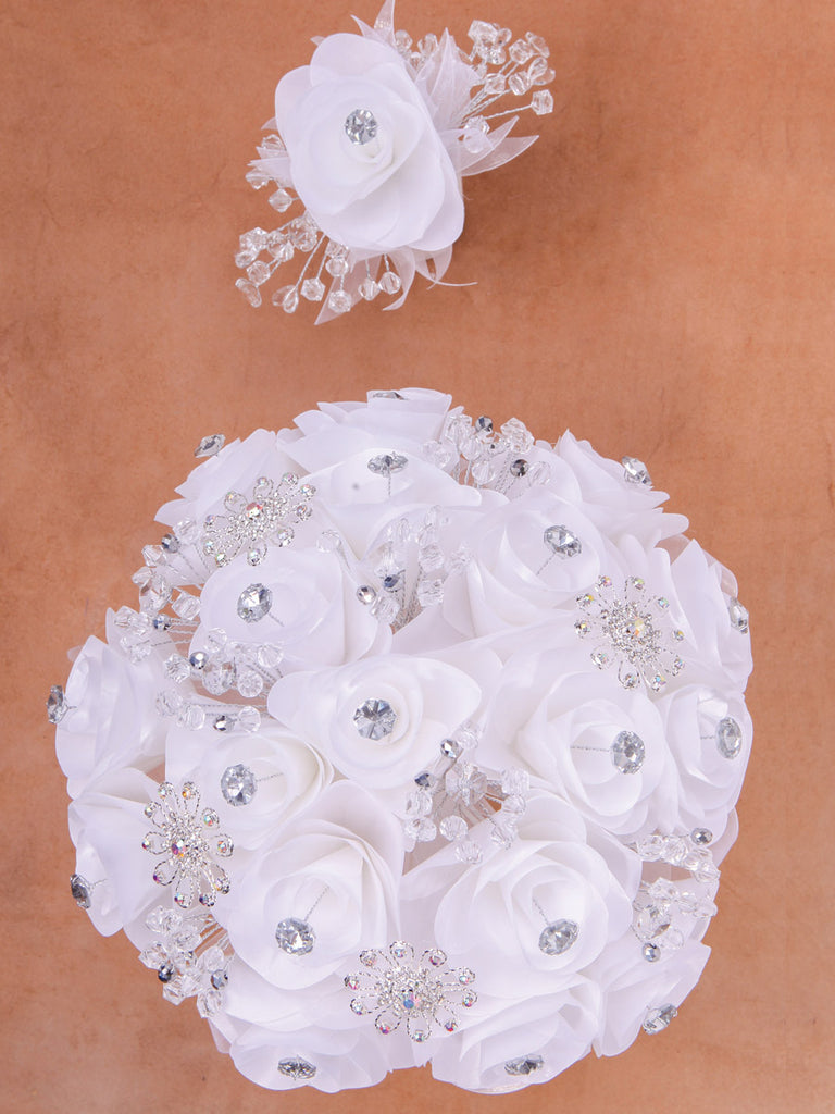 Ramo para XV Años Mis XV Primaveras en Acrílico Satinado Color Blanco/Plata 602347