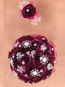 Juego De Velas Ramo Mis Xv Primaveras 071019 Acrílico/Satinado Vino/Plata 602353